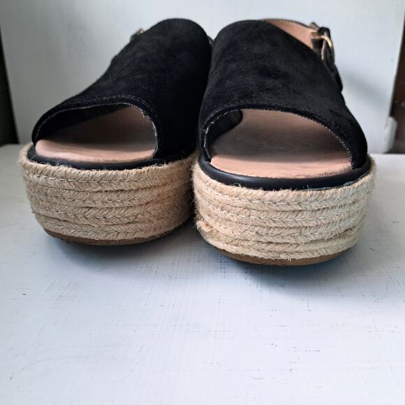 SPERRY Black Suede Delmare Platform Espadrille Sandals SIze 8 - Picture 6 of 9